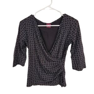 Salaam Y2K Style Flattering Bodycon Bunched Patterned Crossover Wrap Top Size M